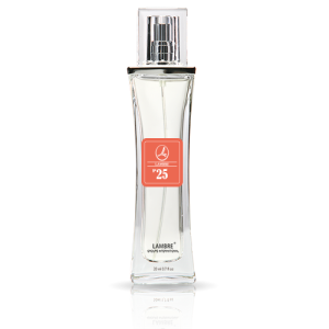 Perfumy, 20 ml, nr 25
 
 RODZINA ZAPACHÓW: ORIENTALNE
Nuty głowy: pomarańcza, bergamota, odcienie zieleni
Nuty serca: jaśmin, goździk
Nuty bazowe: cedr, wetyweria, drzewo sandałowe, piżmo