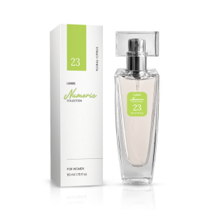 Kolekcja numeryczna, Woda perfumowana 50 ml, nr 23
 
 Czysty, rwący jak strumień zapach, w którym wyraźna świeżość grejpfruta, limonki, wilgotnej zieleni, orzeźwiający oddech bryzy morskiej, harmonijnie zrównoważone są odcieniami kwiatów, ambry i lekkim woalem sandałowca. Dla kobiety przedsiębiorczej, wewnętrznie wolnej.
 
 Rodzina zapachów: kwiatowo - cytrusowe

Nuty głowy: nuty świeżości, grejpfrut, limonka
Nuty serca: płatki róży, piwonia, frezja
Nuty bazowe: cedr, sandałowiec, ambra