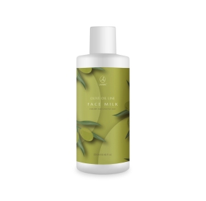 Mleczko oliwkowe, Olive Oil Milk, 250 ml
 
Demakijaż, który nie wysusza skóry? Zapewni Ci go delikatne, kremowe mleczko z oliwą z oliwek. Mleczko kompleksowo nawilża skórę, nie pozostawiając na niej tłustego filmu. Oczyszcza dokładnie skórę, usuwa makijaż i zanieczyszczenia. Demakijaż idealny.

 Działanie
 naturalne składniki obecne w recepturze (np. skwalan), chronią przed przesuszeniem, jednocześnie zwiększając jędrność i elastyczność skóry
intensywnie nawilża skórę, nie pozostawiając uczucia tłustości
zapobiega nadmiernej utracie wody z powierzchniowych warstw skóry
uelastycznia skórę czyniąc ją bardziej odporną na działanie negatywnych czynników środowiska
nie zatyka porów, daje przyjemny efekt odświeżający
czyni skórę jedwabiście gładką i miękką
nawilża i tonizuje skórę
 
 Składniki
 Mleczko oliwkowe
Ekstrakt z lawendy (LAVANDULA ANGUSTIFOLIA)
Olej z oliwek
Skwalan (SQUALAN)
 
 Sposób użycia
 Odpowiednią ilością mleczka nawilżyć wacik kosmetyczny i zmyć skórę twarzy i szyi. Przy demakijażu oczu należy unikać wprowadzenia preparatu do worka spojówkowego.
 
 INCI
 AQUA, OLEA EUROPAEA FRUIT OIL, GLYCERIN, PARAFFINUM LIQUIDUM, SQUALANE, OLIVE OIL PEG-7 ESTERS, POTASSIUM OLIVOYL HYDROLYZED WHEAT PROTEIN, DIMETHICONE, CETEARYL ALCOHOL, GLYCERYL OLEATE, GLYCERYL STEARATE, HYDROXYPROPYL STARCH PHOSPHATE, DISODIUM COCOAMPHODIACETATE, PHENOXYETHANOL, PROPYLENE GLYCOL, LAVANDULA ANGUSTIFOLIA FLOWER EXTRACT, DMDM HYDANTOIN, CITRIC ACID, DISODIUM EDTA, TOCOPHEROL ACETATE, METHYLPARABEN, PROPYLPARABEN, BUTYLPARABEN, ETHYLPARABEN, PARFUM