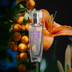 Kolekcja numeryczna, Perfumy, 30 ml, nr 21
 
 Zapach czarującej kobiecości, w którym delikatne, lekkie, pudrowe odcienie otulają lekką mgiełką, łagodząc intensywność nut kwiatowych i drzewno-korzennych. Wilgotna świeżość cytrusów i owoców tworzy naturalne, odrobinę zalotne tło. Zapach kobiety będącej obiektem pożądania. Dla młodych, pełnych życia i zmysłowych.

 RODZINA ZAPACHÓW: KWIATOWO-PUDROWE
Nuty głowy: grejpfrut, morela, czarna porzeczka
Nuty serca: jaśmin, lilia
Nuty bazowe: sandałowiec, wanilia, bób tonka, piżmo