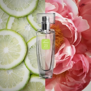 Kolekcja numeryczna, Perfumy, 30 ml, nr 23
 
 Czysty, rwący jak strumień zapach, w którym wyraźna świeżość grejpfruta, limonki, wilgotnej zieleni, orzeźwiający oddech bryzy morskiej, harmonijnie zrównoważone są odcieniami kwiatów, ambry i lekkim woalem sandałowca. Dla kobiety przedsiębiorczej, wewnętrznie wolnej.

 RODZINA ZAPACHÓW: KWIATOWO-CYTRUSOWE
Nuty głowy: nuty świeżości, grejpfrut, limonka
Nuty serca: płatki róży, piwonia, frezja
Nuty bazowe: cedr, sandałowiec, ambra