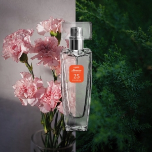 Kolekcja numeryczna, Perfumy, 30 ml, nr 25
 
 RODZINA ZAPACHÓW: ORIENTALNE
Nuty głowy: pomarańcza, bergamota, odcienie zieleni
Nuty serca: jaśmin, goździk
Nuty bazowe: cedr, wetyweria, drzewo sandałowe, piżmo