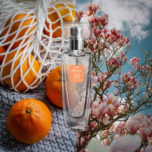 Kolekcja numeryczna, Perfumy, 30 ml, nr 35
 
 Jasny i radosny zapach, w którym cierpkie nuty mimozy ubarwione są czarodziejską fontanną owoców i nut korzennych w aureoli zielonej świeżości. Wymowny zapach lata i słońca.
 
 RODZINA ZAPACHÓW: KWIATOWO-OWOCOWE
Nuty głowy: fiołek, mandarynka, liście bluszczu
Nuty serca: orchidea, magnolia, mimoza, róża
Nuty bazowe: drzewo amarantowe, piżmo