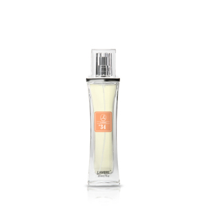 Perfumy, 20 ml, nr 34
 
 Zapach, zawierający w sobie ducha szczęścia - w lekkiej mgiełce dojrzałych owoców czarujące nuty róży i jaśminu, sandałowca i nastrajającej do marzeń słodyczy wanilii. Niezwykły zapach dla kobiet posiadających własny styl, ekstrawaganckich.

RODZINA ZAPACHÓW: KWIATOWO-OWOCOWE

    Nuty głowy: brzoskwinia, ananas, jeżyna, liczi, śliwa
    Nuty serca: narcyz, jaśmin, róża, lilia, nagietek
    Nuty bazowe: piżmo, wanilia, ambra, bób tonka, sandałowiec